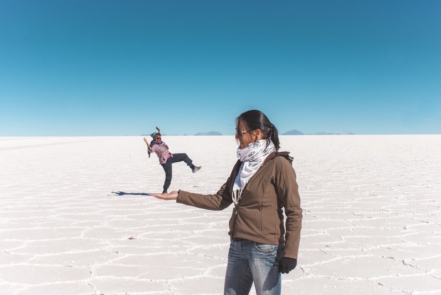 Bolivia Salt Flats posing