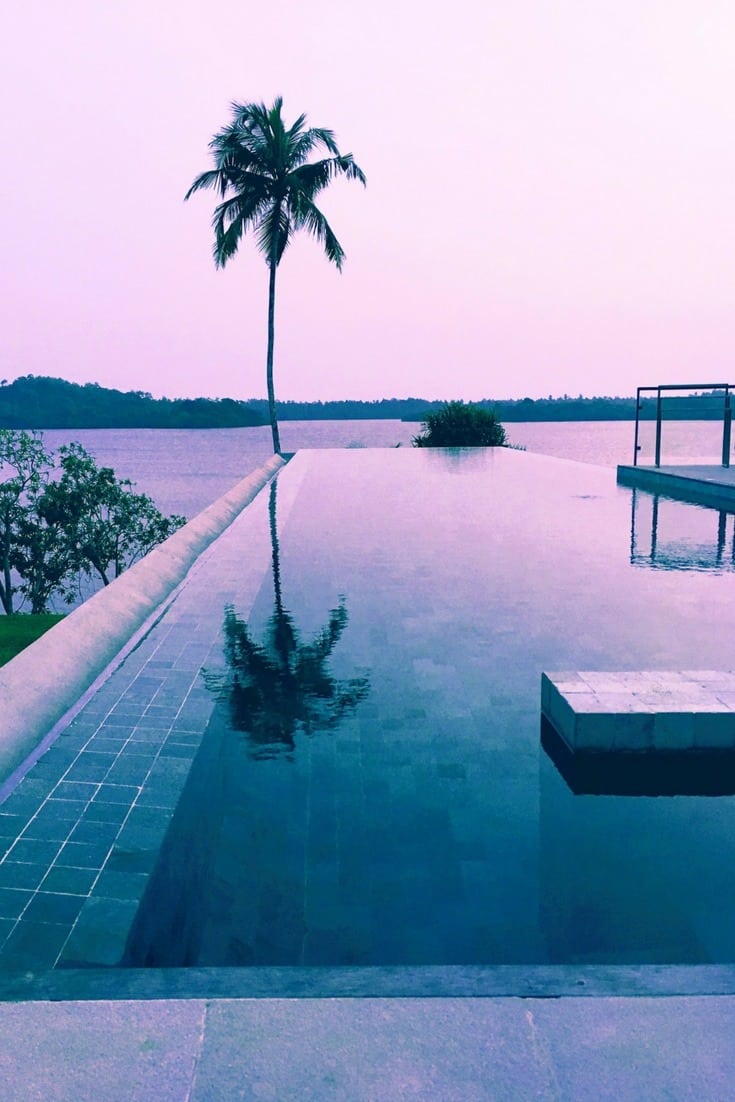 Pool goals at luxury hotel, Tri in Sri Lanka. This design hotel has a breathtaking infinity pool overlooking Koggala Lake. It's the perfect honeymoon destination or luxury break. Click to read our full review