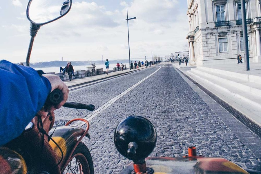 Taking a sidecar tour of Lisbon