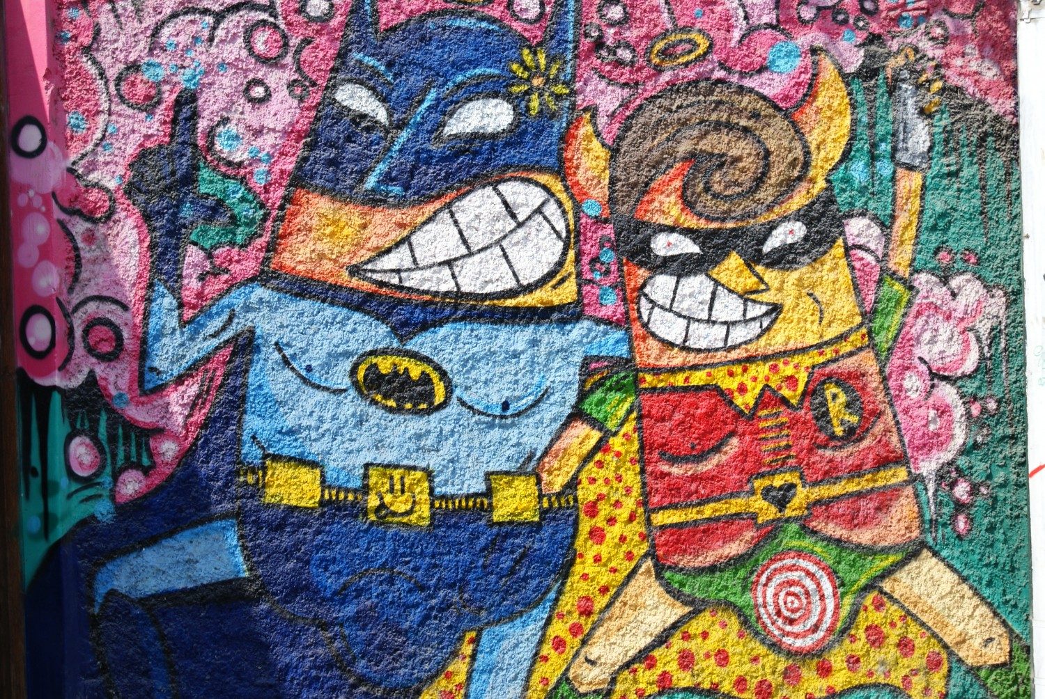 Batman & Robin Street art in Barranco, Lima 