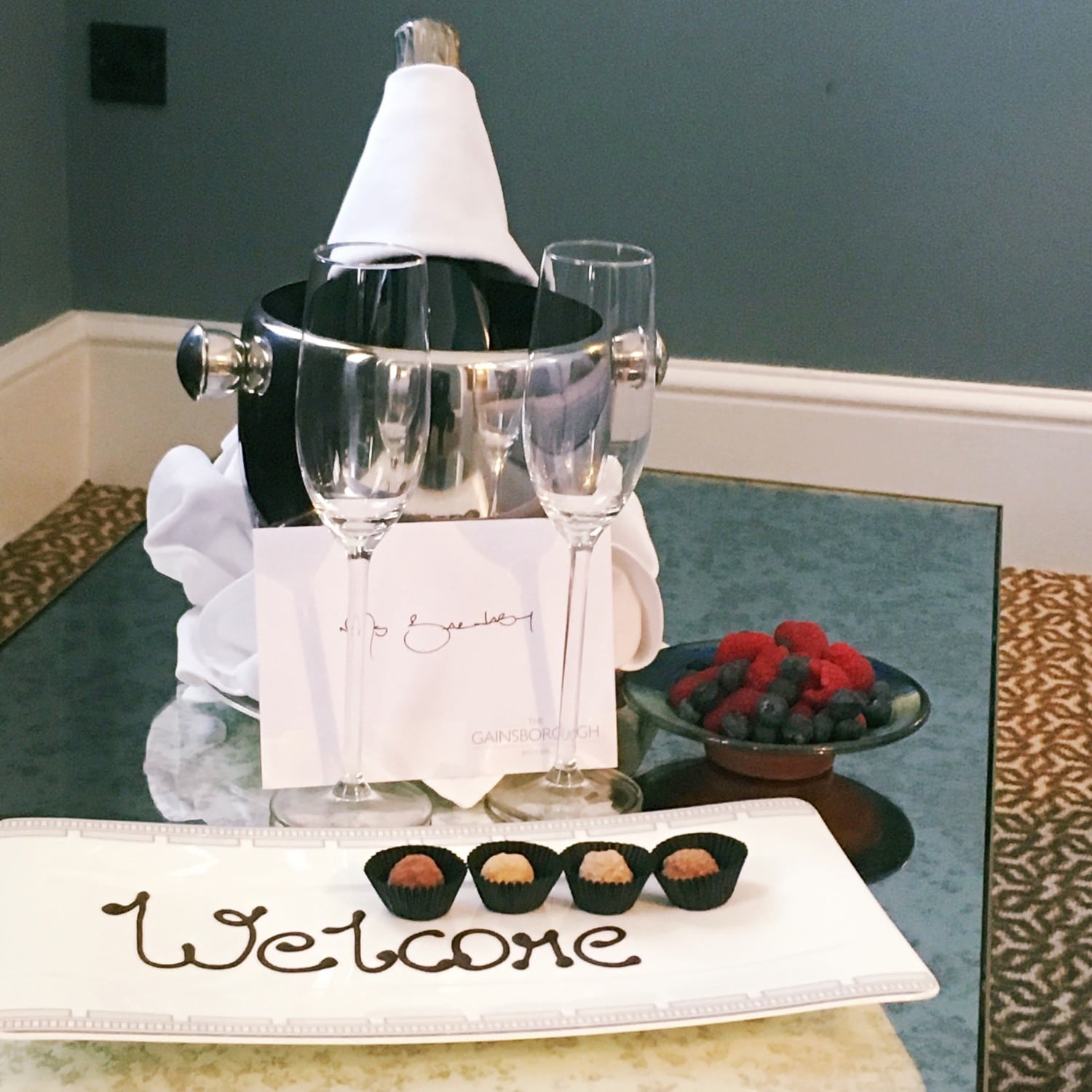 Welcome champagne at The Gainsborough Bath Spa