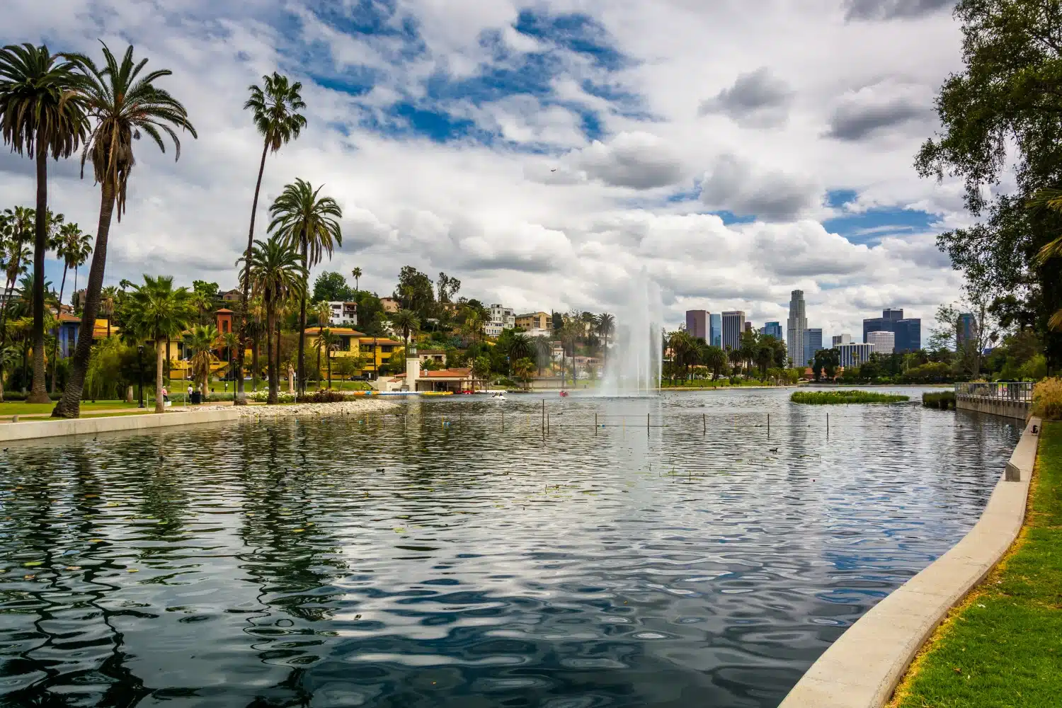 Echo Park Lake is One of the Coolest Places to Spend Time in LA. Click to Check out Our Travel Guide to Cool LA. 