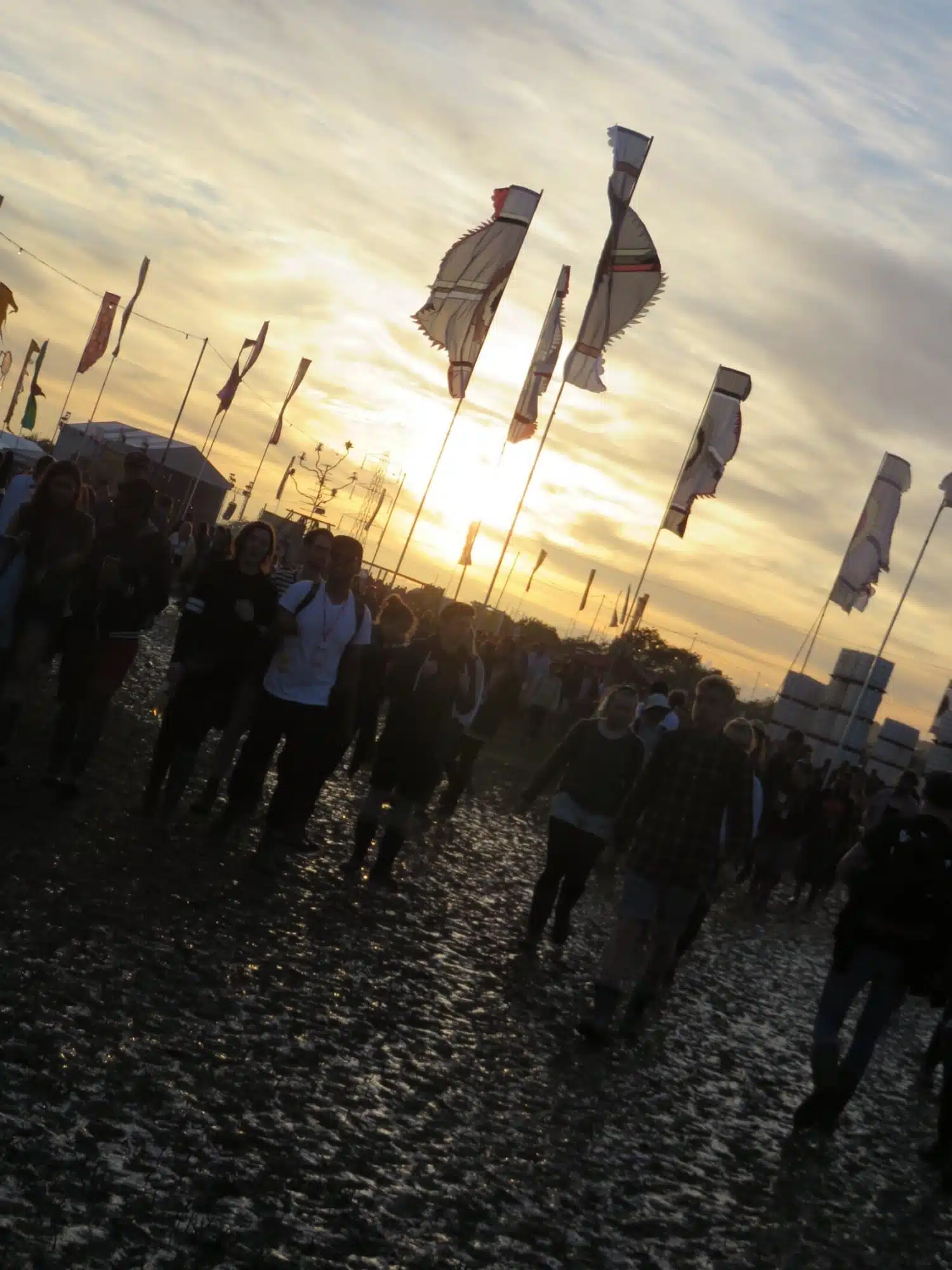Sun shining at Glastonbury right after the rain. You have to pack for every kind of weather!