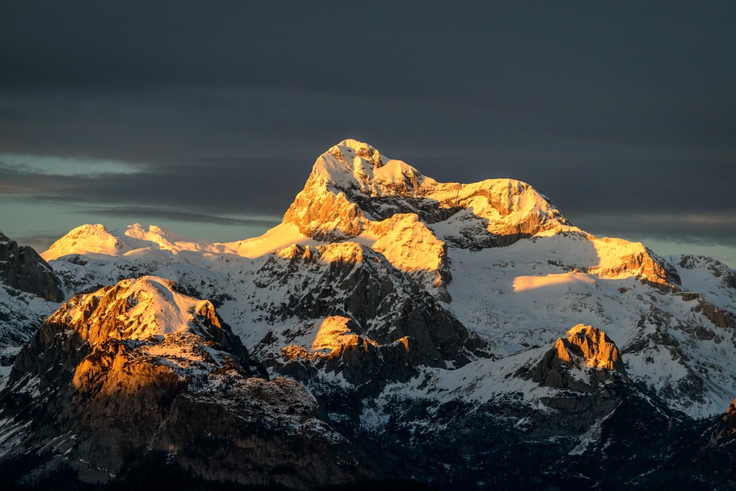 Triglav at sunset Slovenia.