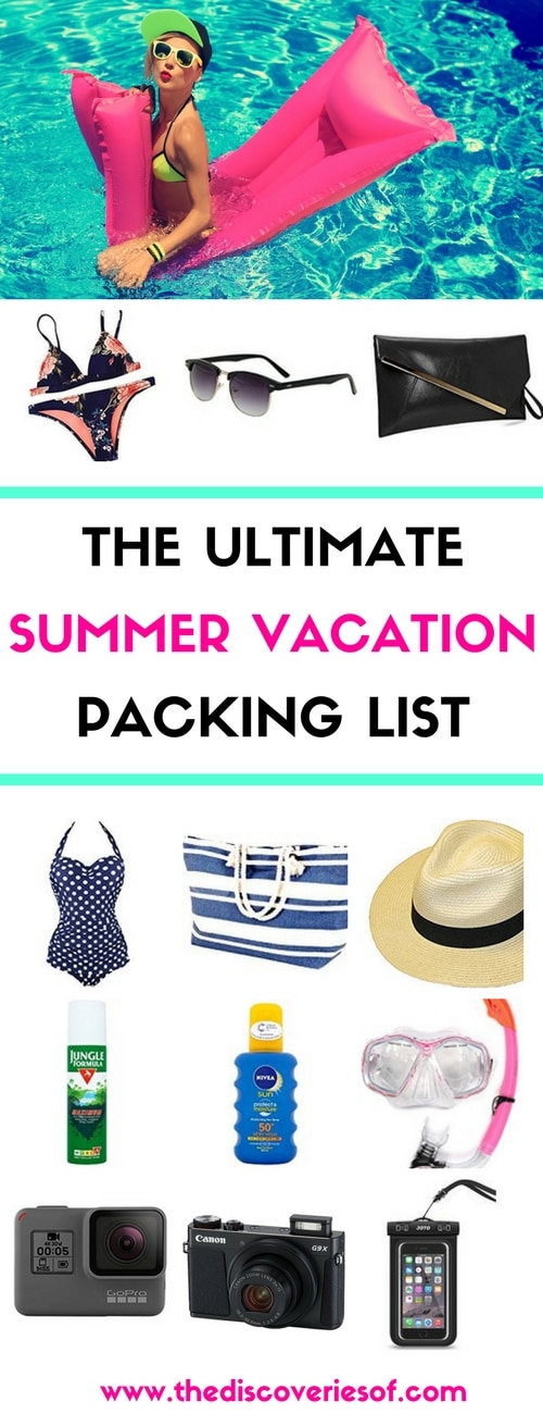 vacation pack list for the beach