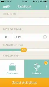 Travel planning app