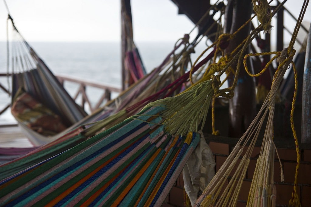 Hammocks at Cabo San Juan in Tayrona National Park, Colombia. The perfect beach destination in South America. Read more.