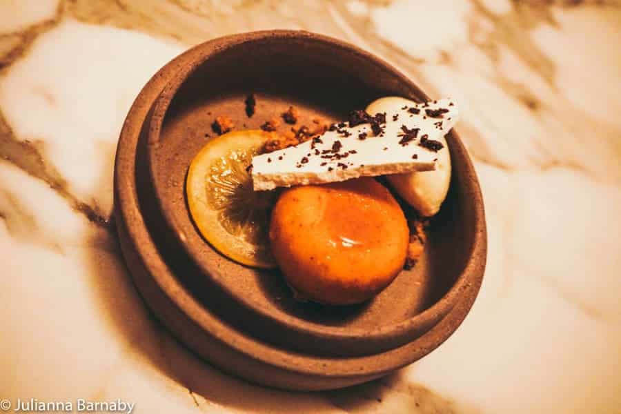 Lemon curd and kalamata olive