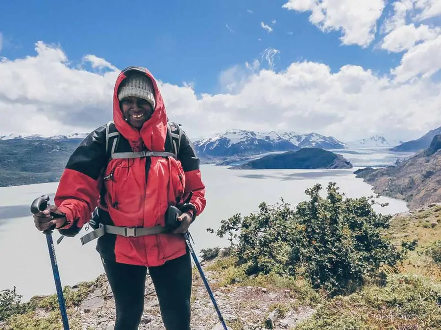 Hiking with poles on the W Trek