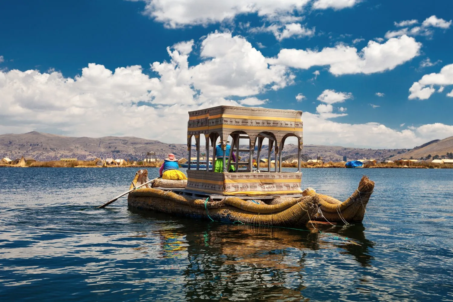 Traditional Peruvian Boat On Titicaca Lake