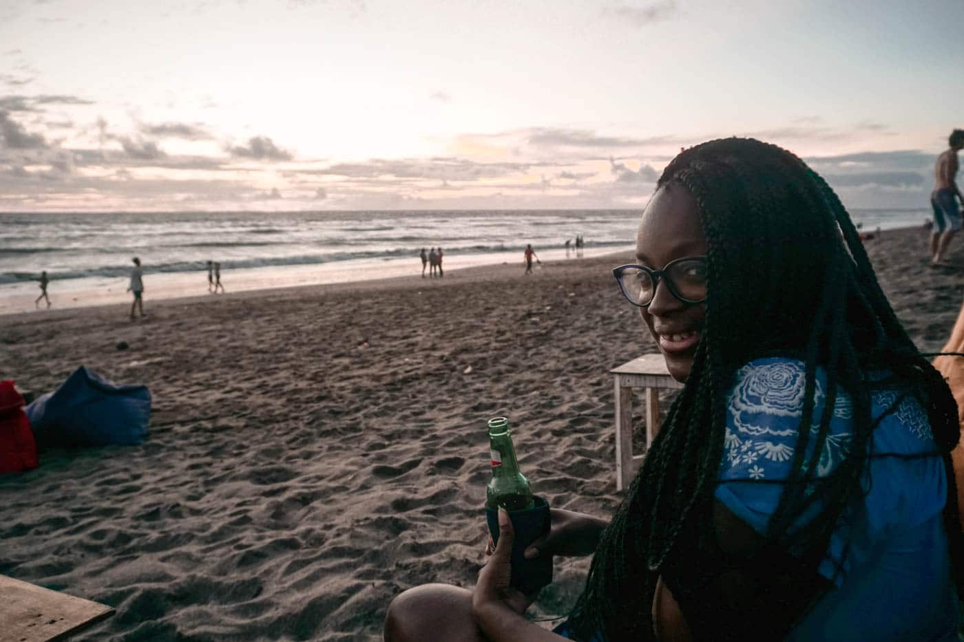 Julianna Barnaby on a beach in Canggu