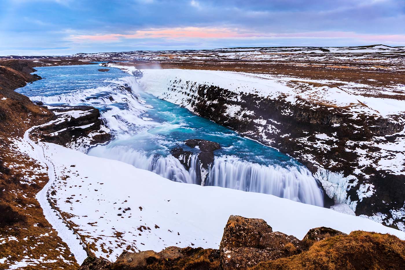 Gullfoss Cascata Islanda in inverno