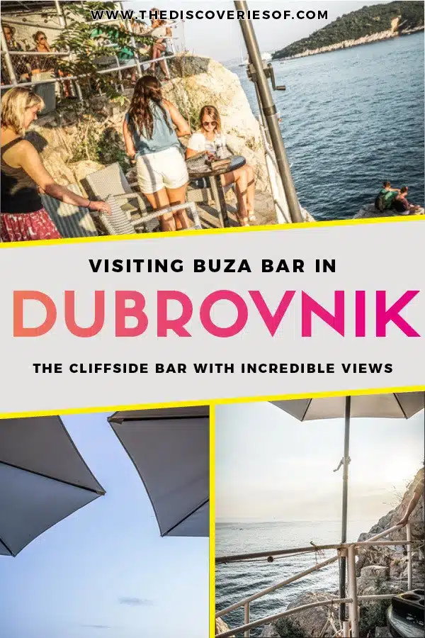 Buza Bar is one of Dubrovnik's coolest nightlife spots. This cliffside bar bosts beautiful views of the sea from a hidden spot in Dubrovnik Old Town. One of the top things to do in Dubrovnik! Read now #dubrovnik #travel #croatia