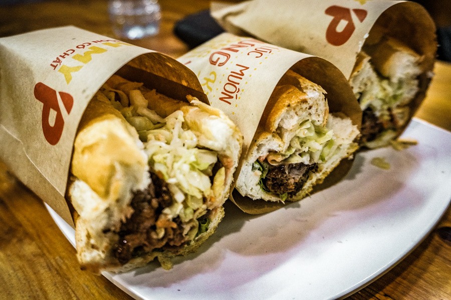 Banh Mi. Vietnam food is fresh, vibrant and tasty. Don't miss this street food tour of Hanoi, complete with a map and stunning photography of the dishes you'll get to eat. Read now! #asia #southeastasia #food