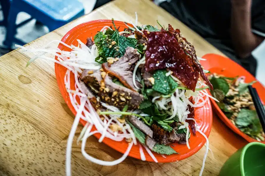 Cured beef salad. 
The ultimate Hanoi street food tour guide. A step by step guide to exploring the tastiest Vienamese food in Hanoi - street food, photography and maps included. Check it out #streetfood #hanoi #travel