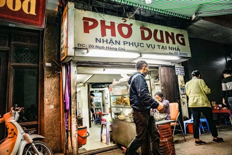 Pho Dung! Heading to Hanoi, Vietnam? A street food tour should be at the top of your list of things to do. The ultimate self-guided street food tour of the Old Quarter. Don't miss it! #travel #vietnam #food