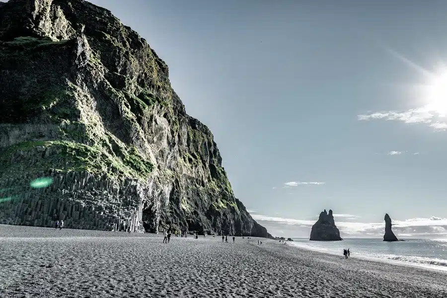 Iceland basalt cliffs and sea stacks at Garoar near Vik Stock Photo - Alamy