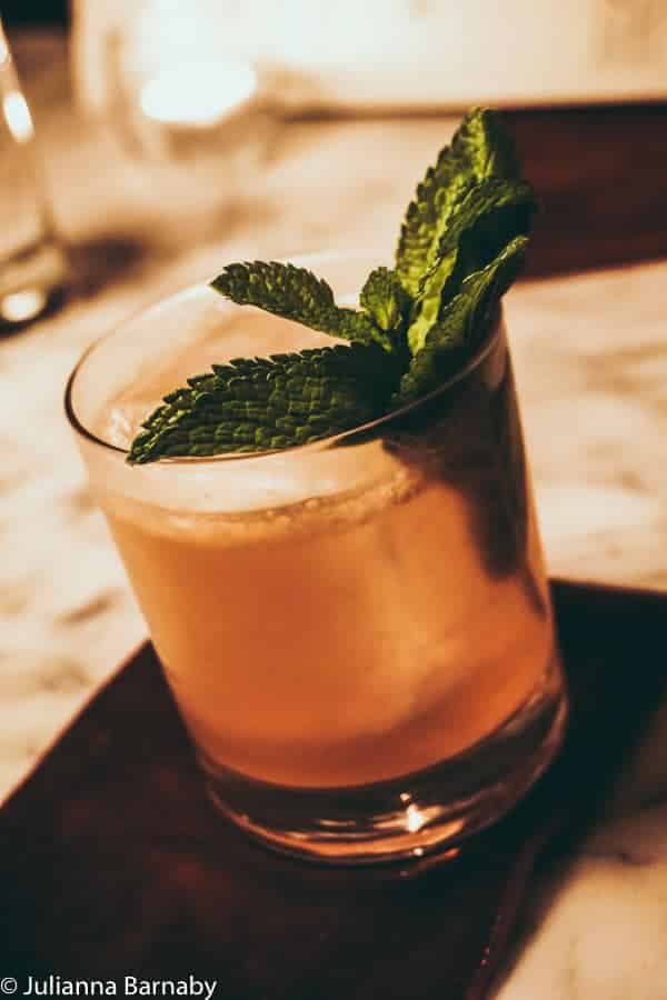 Spruce and root cocktail