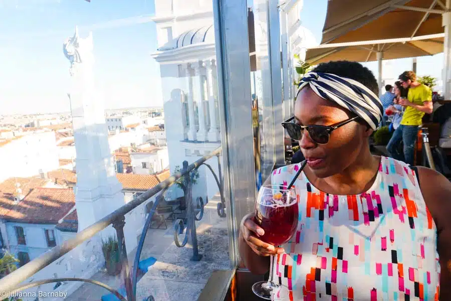 Drinking at Radio Rooftop Madrid 