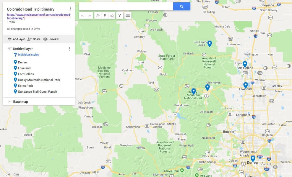 Colorado Road Trip Map