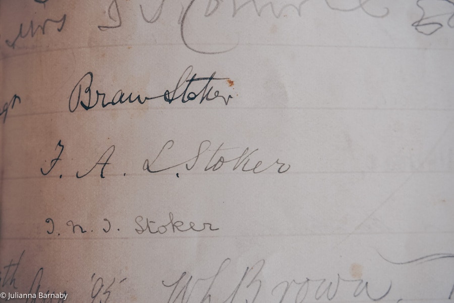 Bram Stoker's Signature in the Guest Book