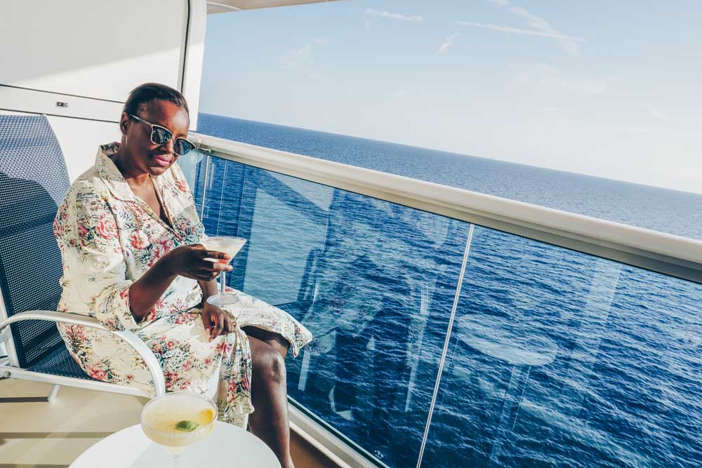 Sitting on balcony on Sky Princess
