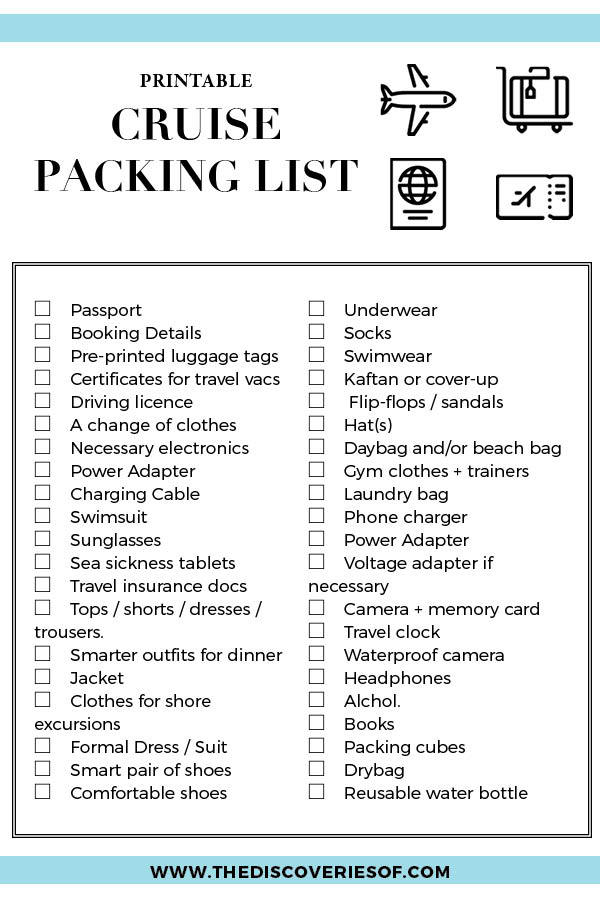 Cruise Checklist Printable What To Pack For A 7 Day Cruise To Mexico
