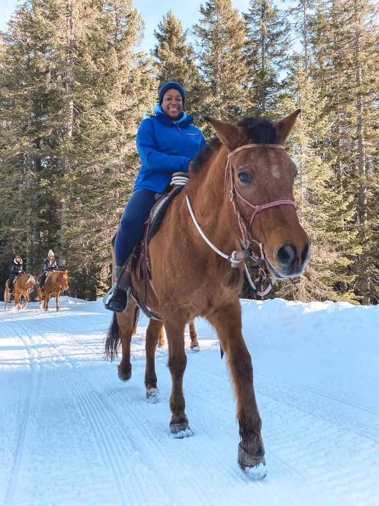 Julianna Barnaby Horse riding in Madonna di Campiglio