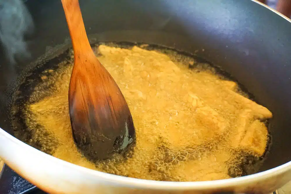 Deep frying the dish