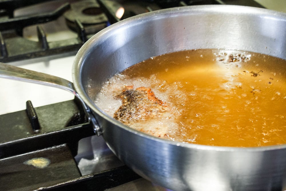Deep frying the fish