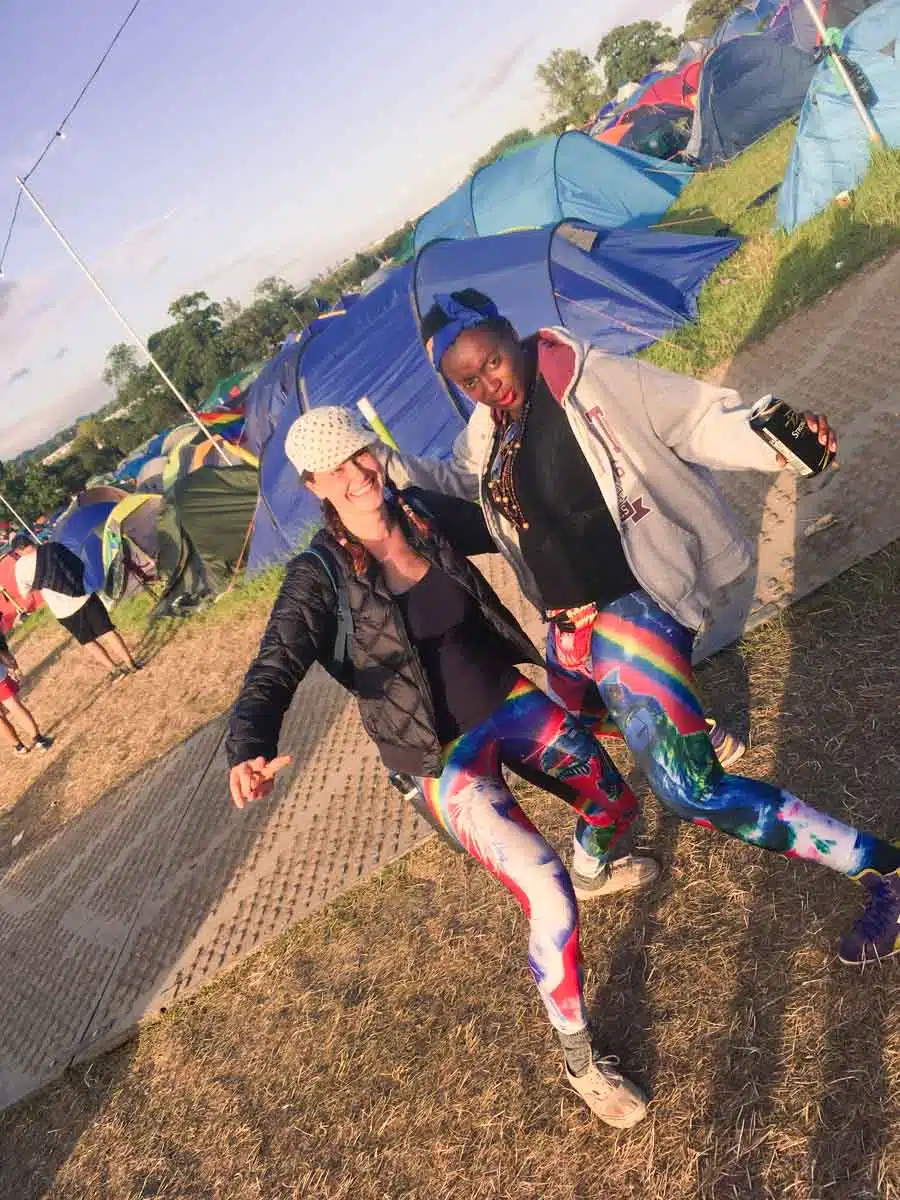 Crazy leggings at glastonbury festival