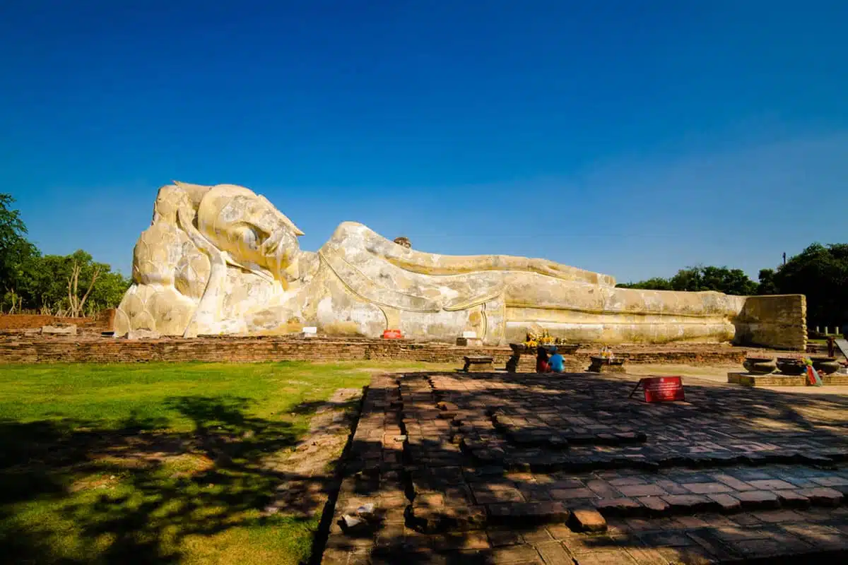 Ayutthaya,Thailand eclining Buddha statue in Wat Lokaya Sutharam