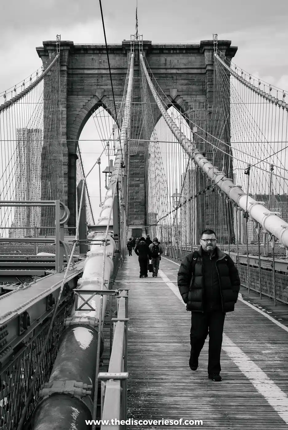 Walking across the Brooklyn Bridge
