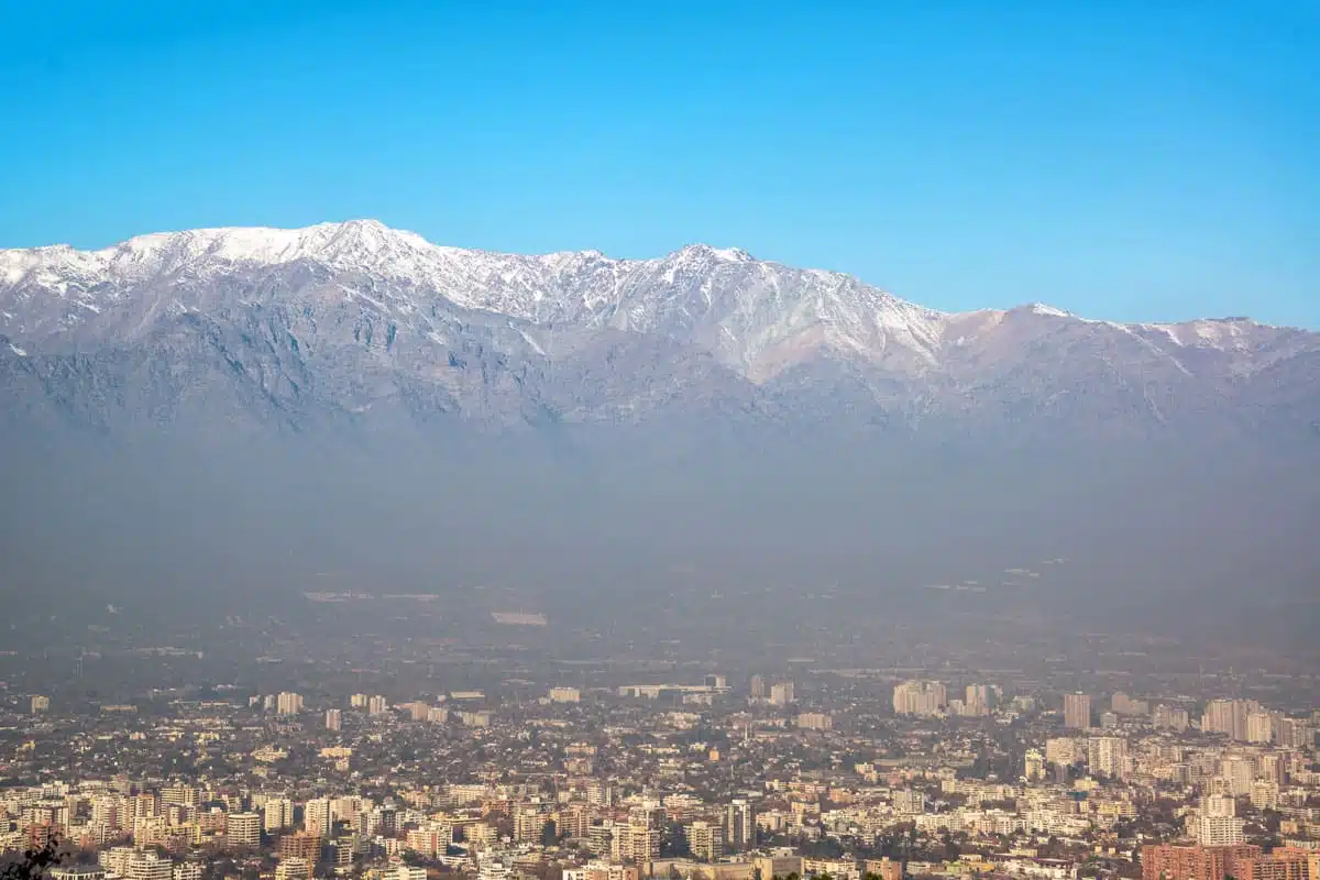 Santiago and Andes Mountains