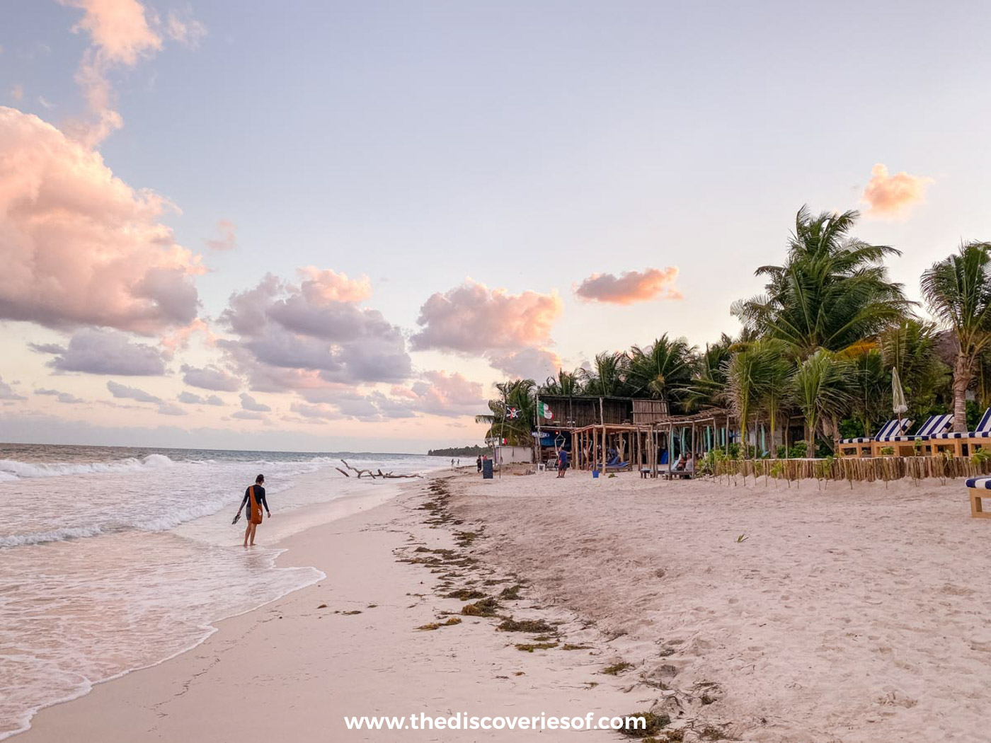 Lone person walking along Tulum Playa