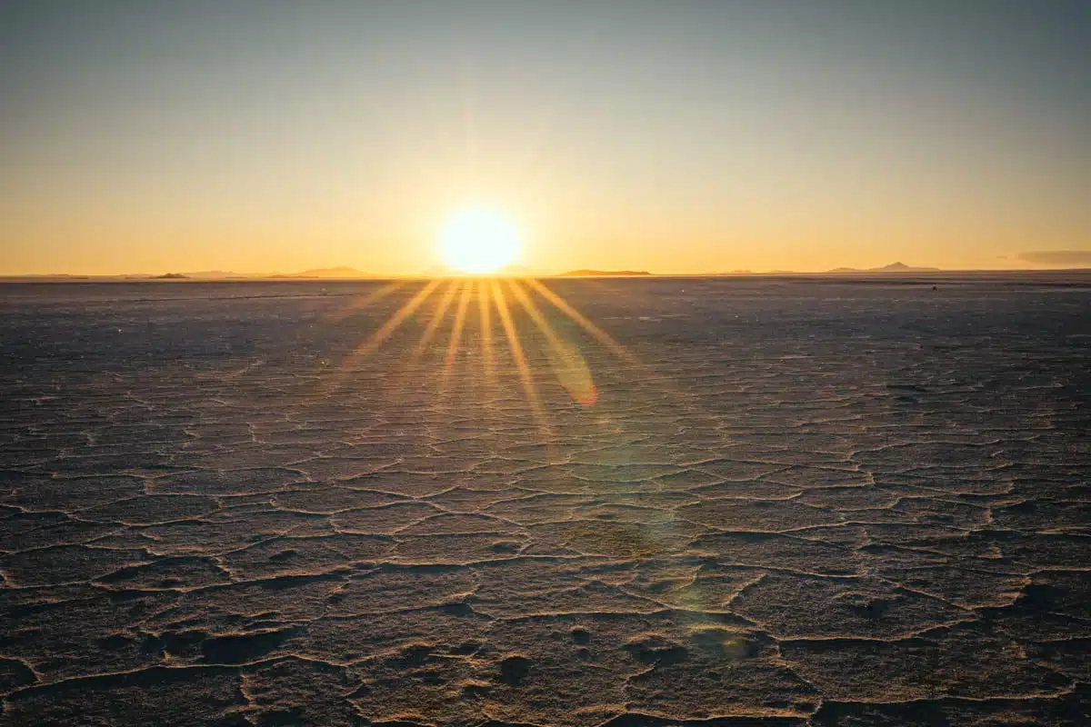 Sunset Salar de Uyuni Salt Flats, Bolivia