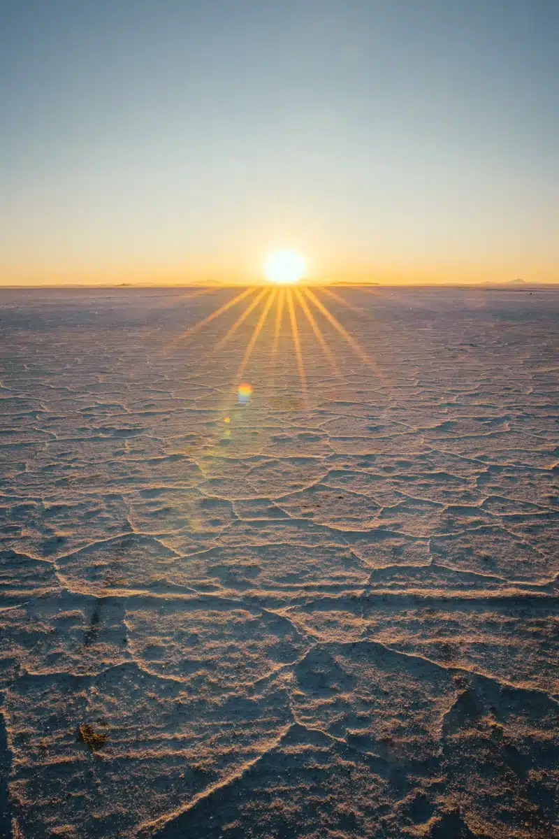 Sunset Salar de Uyuni Salt Flats, Bolivia