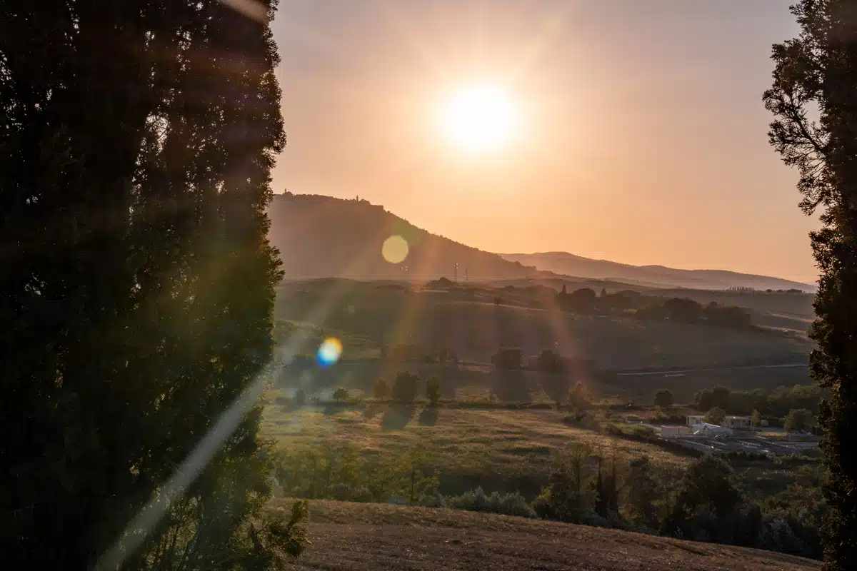 Sunset at the Cypress Scenic Point San Quirico D'Orcia Tuscany-2