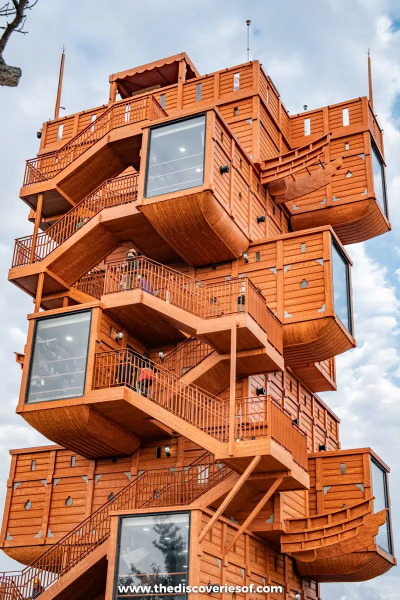 The stacked orange wooden tower of the Gohado Observatory in Mokpo