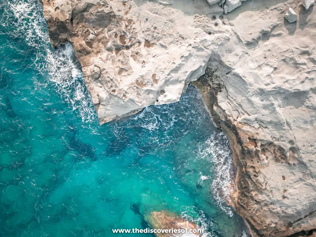 Turquoise sea and white rock