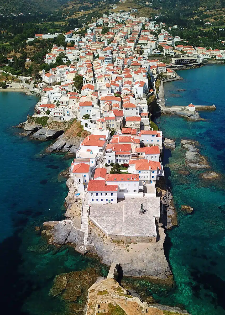 Aerial view of the Monument of the Sailor, Andros 