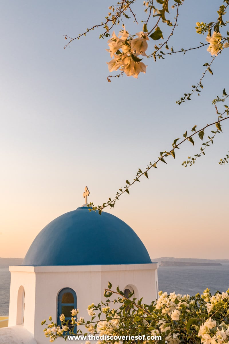 Blue domed church at sunrise