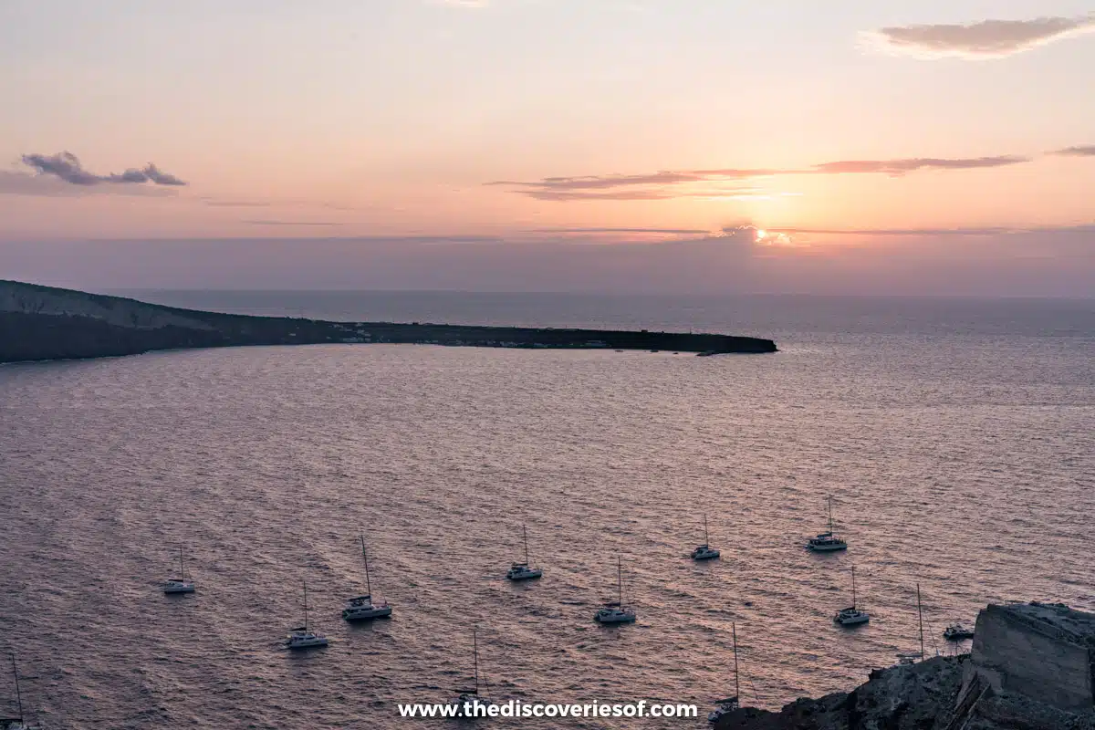 Sailing boats in the caldera