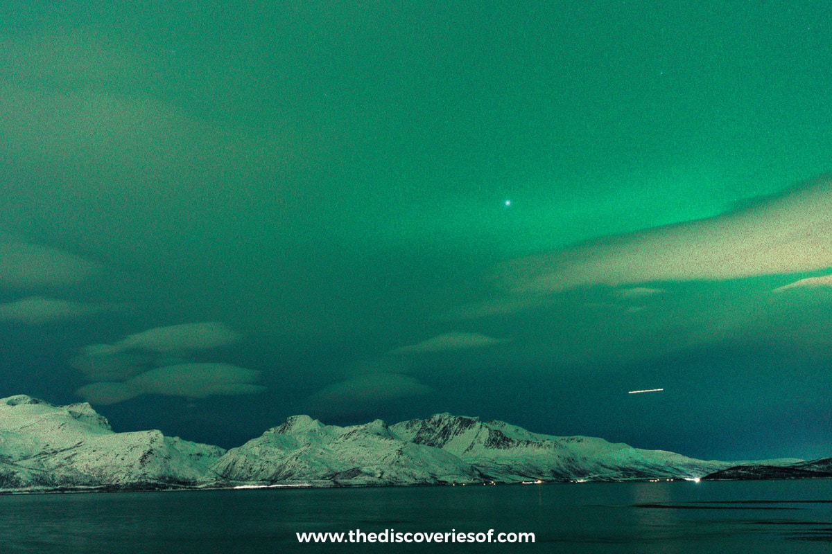 The aurora over the lake at Skittenelv, near Tromsø