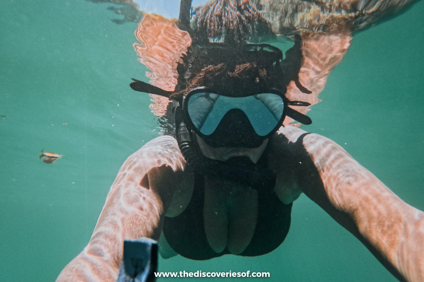 Julianna diving with the jellyfish
