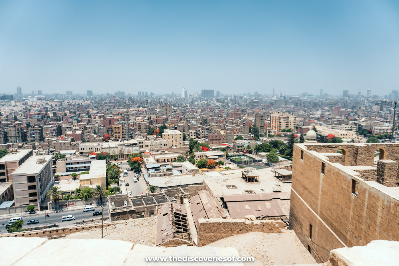 The view over the rooftops and minarets of Cairo from the walls of the Citadel of Salah al-Din