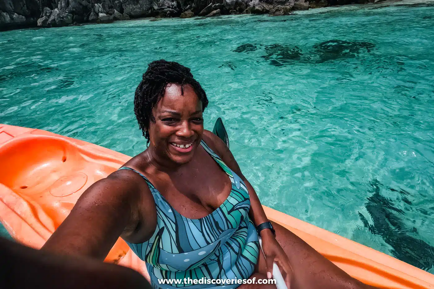 Julianna kayaking in Coron
