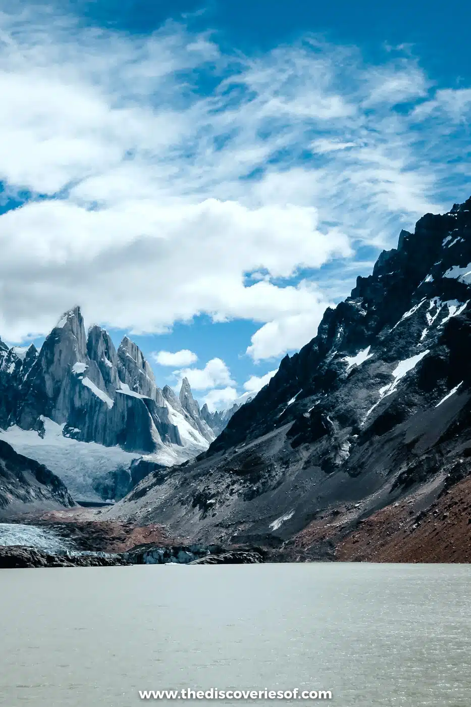Laguna Torre beneath Cerro Torre's spires and the glacier, El Chaltén, Argentina