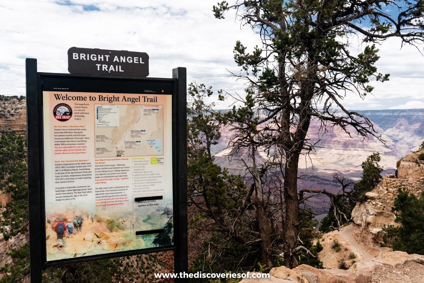 The start of the Bright Angel Trail in Grand Canyon Village