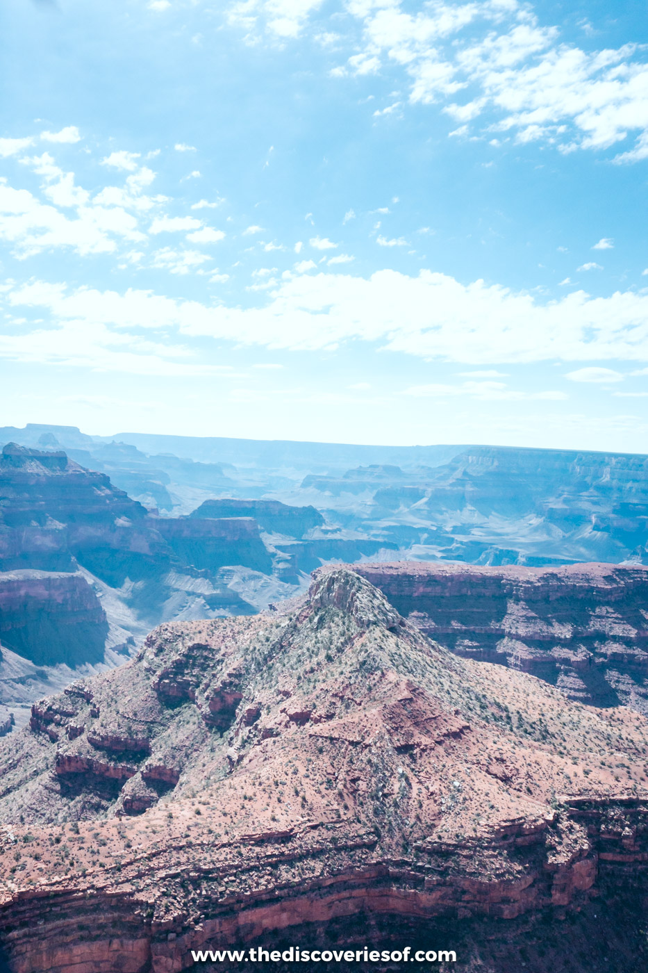 Looking down into the depths of the Grand Canyon from a helicopter